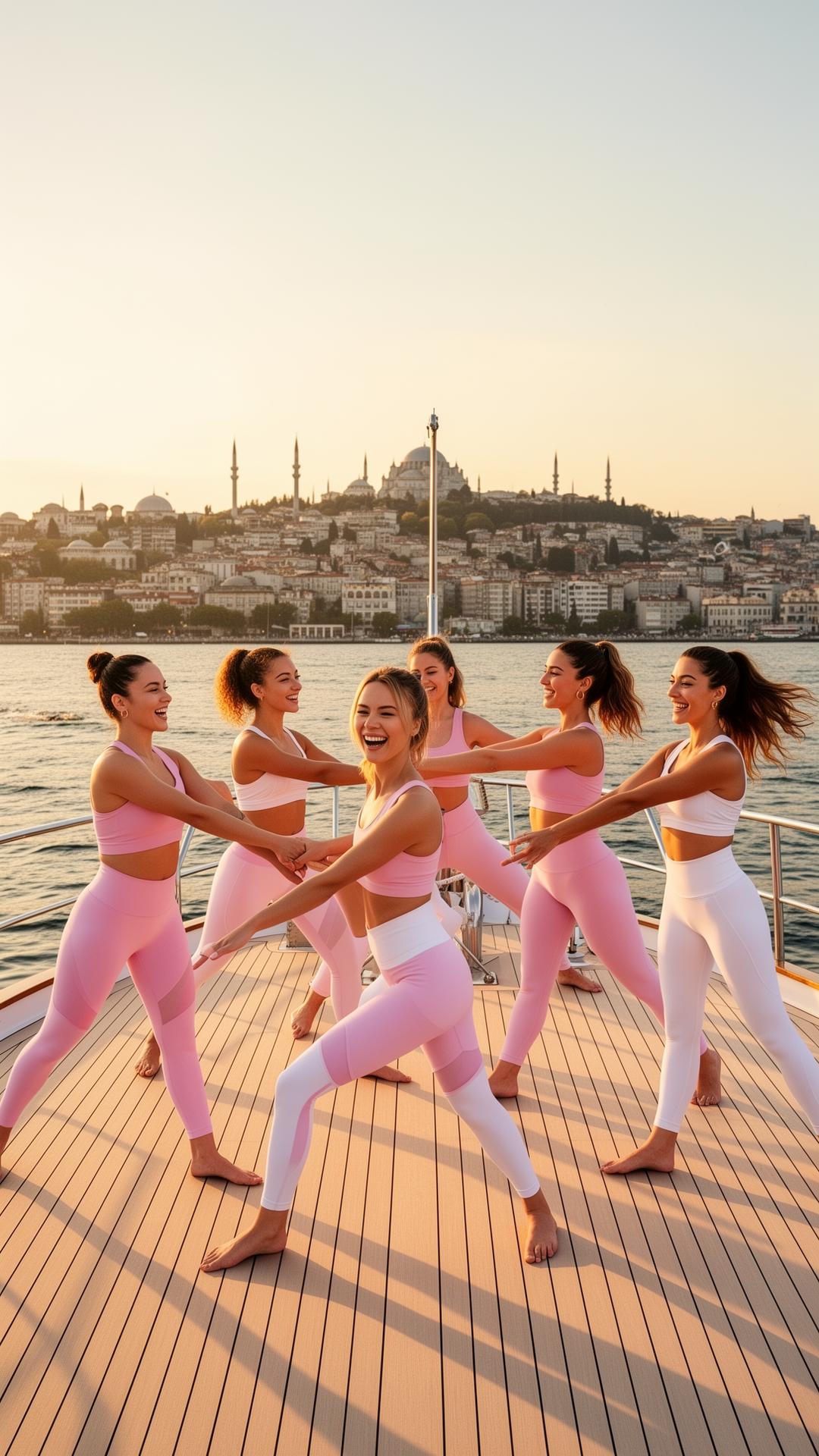 Group of women practicing pilates